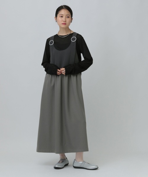 LEPSIM（レプシィム）の「異素材ジャンスカ　634557（ジャンパースカート・レディース・チャコールグレー/ブラウン/ブラック・FREE）」の19枚目の写真