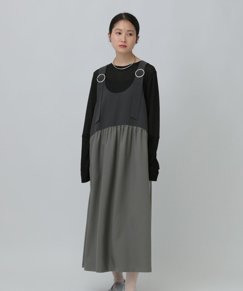 LEPSIM（レプシィム）の「異素材ジャンスカ　634557（ジャンパースカート・レディース・チャコールグレー/ブラウン/ブラック・FREE）」の21枚目の写真