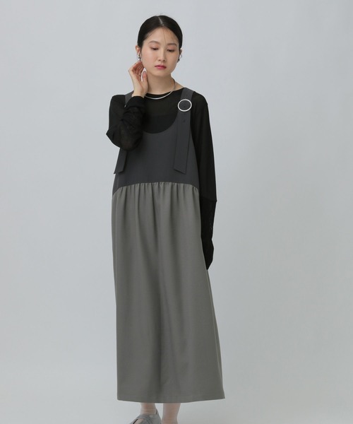 LEPSIM（レプシィム）の「異素材ジャンスカ　634557（ジャンパースカート・レディース・チャコールグレー/ブラウン/ブラック・FREE）」の22枚目の写真