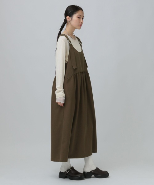 LEPSIM（レプシィム）の「異素材ジャンスカ　634557（ジャンパースカート・レディース・チャコールグレー/ブラウン/ブラック・FREE）」の14枚目の写真