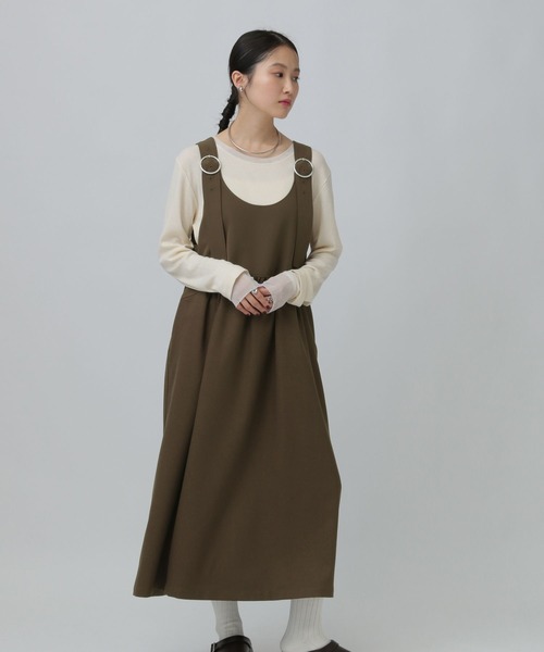 LEPSIM（レプシィム）の「異素材ジャンスカ　634557（ジャンパースカート・レディース・チャコールグレー/ブラウン/ブラック・FREE）」の15枚目の写真