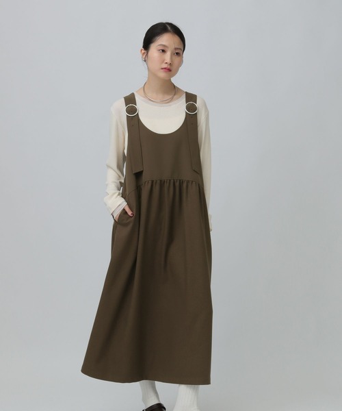 LEPSIM（レプシィム）の「異素材ジャンスカ　634557（ジャンパースカート・レディース・チャコールグレー/ブラウン/ブラック・FREE）」の16枚目の写真