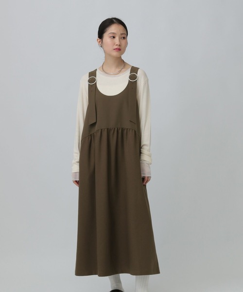 LEPSIM（レプシィム）の「異素材ジャンスカ　634557（ジャンパースカート・レディース・チャコールグレー/ブラウン/ブラック・FREE）」の17枚目の写真