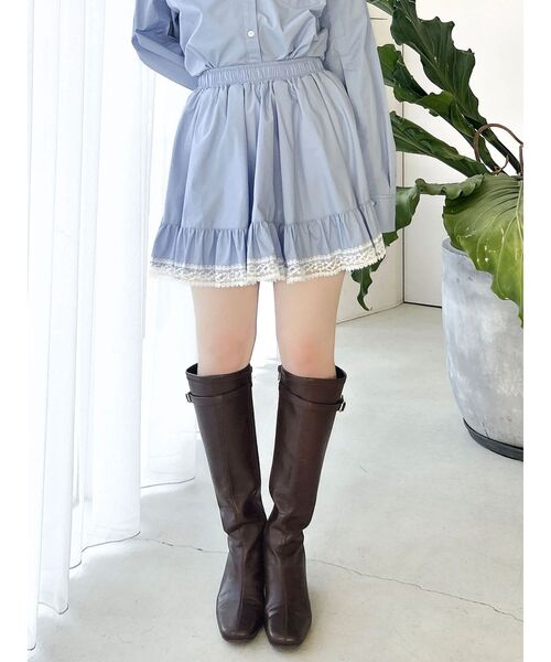 dazzlin（ダズリン）の「イレヘムシャツミニスカート（スカート・レディース・ミント/ブルー/オフホワイト/ブラウン・FREE）」の4枚目の写真