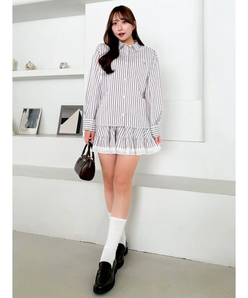 dazzlin（ダズリン）の「イレヘムシャツミニスカート（スカート・レディース・ミント/ブルー/オフホワイト/ブラウン・FREE）」の13枚目の写真