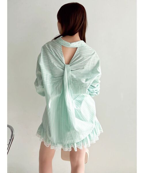 dazzlin（ダズリン）の「イレヘムシャツミニスカート（スカート・レディース・ミント/ブルー/オフホワイト/ブラウン・FREE）」の20枚目の写真