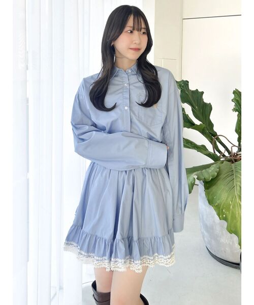 dazzlin（ダズリン）の「イレヘムシャツミニスカート（スカート・レディース・ミント/ブルー/オフホワイト/ブラウン・FREE）」の21枚目の写真