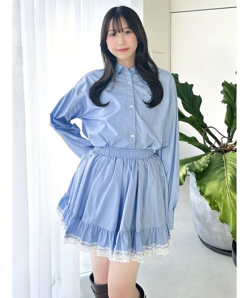 dazzlin（ダズリン）の「イレヘムシャツミニスカート（スカート・レディース・ミント/ブルー/オフホワイト/ブラウン・FREE）」の22枚目の写真