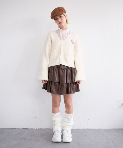 PUNYUS（プニュズ）の「ロゴ刺繍ニットカーディガン（カーディガン/ボレロ・レディース・ホワイト/グリーン系その他・1/2/3/4/5）」の7枚目の写真