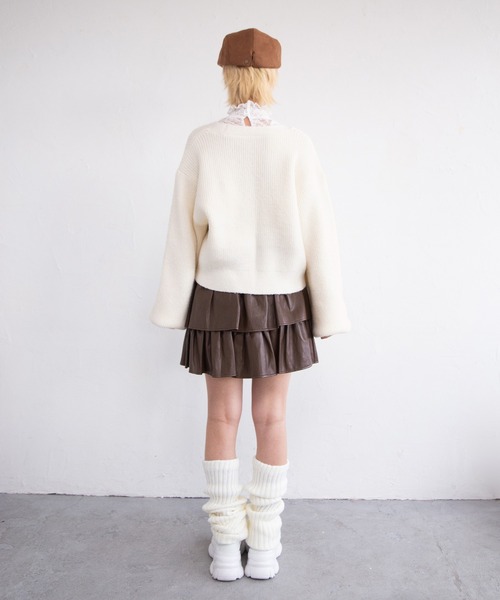 PUNYUS（プニュズ）の「ロゴ刺繍ニットカーディガン（カーディガン/ボレロ・レディース・ホワイト/グリーン系その他・1/2/3/4/5）」の9枚目の写真