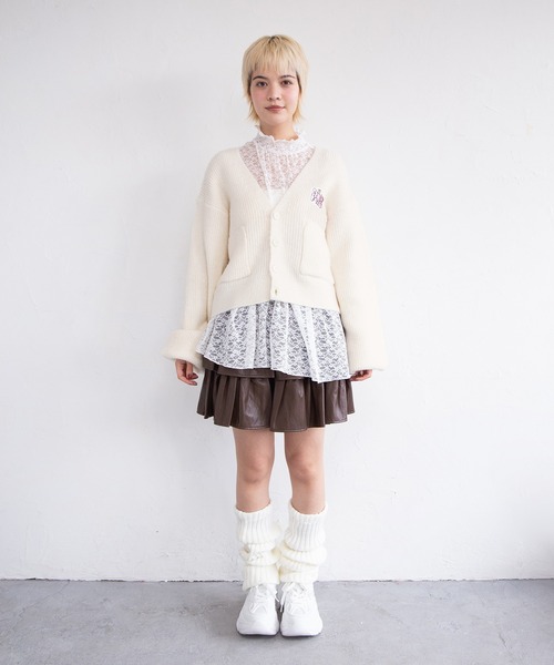 PUNYUS（プニュズ）の「ロゴ刺繍ニットカーディガン（カーディガン/ボレロ・レディース・ホワイト/グリーン系その他・1/2/3/4/5）」の10枚目の写真