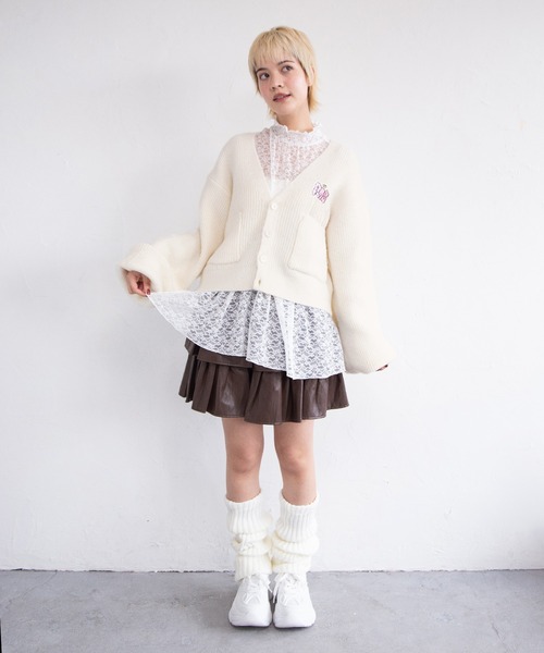 PUNYUS（プニュズ）の「ロゴ刺繍ニットカーディガン（カーディガン/ボレロ・レディース・ホワイト/グリーン系その他・1/2/3/4/5）」の11枚目の写真