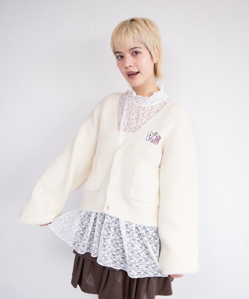 PUNYUS（プニュズ）の「ロゴ刺繍ニットカーディガン（カーディガン/ボレロ・レディース・ホワイト/グリーン系その他・1/2/3/4/5）」の12枚目の写真