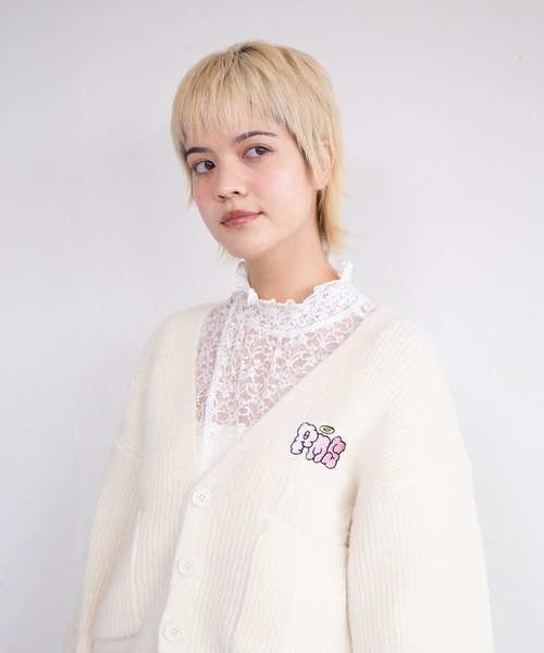 PUNYUS（プニュズ）の「ロゴ刺繍ニットカーディガン（カーディガン/ボレロ・レディース・ホワイト/グリーン系その他・1/2/3/4/5）」の13枚目の写真