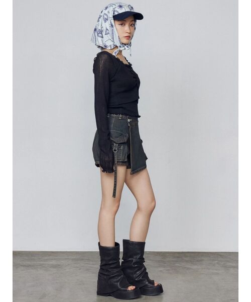 EMODA（エモダ）の「2ピースシアーギャザーニット（ニット/セーター・レディース・ブラック/ピンク・FREE）」の10枚目の写真