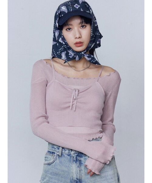 EMODA（エモダ）の「2ピースシアーギャザーニット（ニット/セーター・レディース・ブラック/ピンク・FREE）」の11枚目の写真