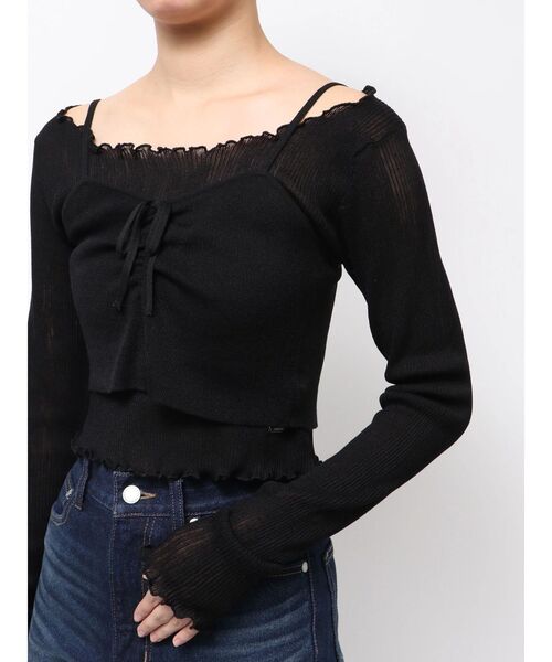 EMODA（エモダ）の「2ピースシアーギャザーニット（ニット/セーター・レディース・ブラック/ピンク・FREE）」の18枚目の写真