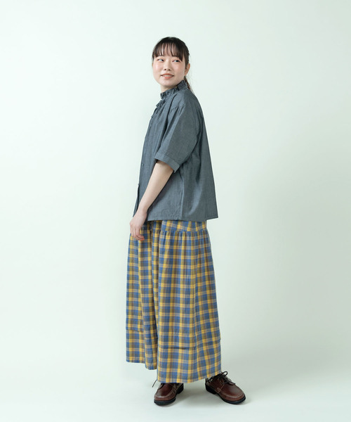 PAR ICI(パーリッシィ)の「マドラスチェック/ギンガムチェック 切り替えギャザースカート(スカート・レディース・イエロー/ネイビー・FREE)」の17枚目の写真