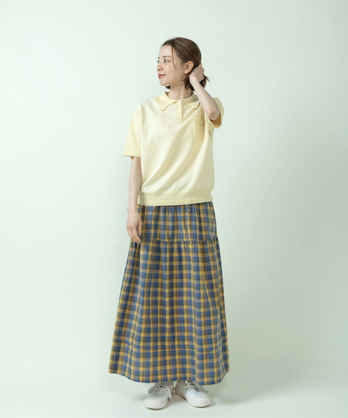 PAR ICI(パーリッシィ)の「マドラスチェック/ギンガムチェック 切り替えギャザースカート(スカート・レディース・イエロー/ネイビー・FREE)」の14枚目の写真