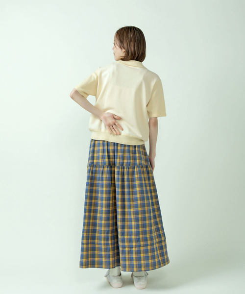PAR ICI(パーリッシィ)の「マドラスチェック/ギンガムチェック 切り替えギャザースカート(スカート・レディース・イエロー/ネイビー・FREE)」の15枚目の写真