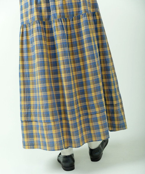 PAR ICI(パーリッシィ)の「マドラスチェック/ギンガムチェック 切り替えギャザースカート(スカート・レディース・イエロー/ネイビー・FREE)」の10枚目の写真