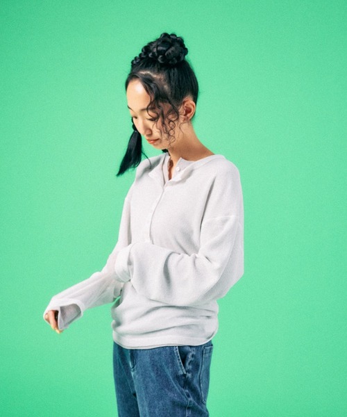 LEPSIM(レプシィム)の「シアーワッフルヘンリープルオーバー 639382(Tシャツ/カットソー・レディース・ライトグレー/ライトピンク/チャコールグレー/オフホワイト・FREE)」の20枚目の写真