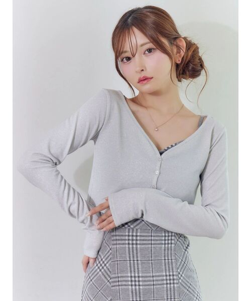 EATME（イートミー）の「リブショートカーディガン（カーディガン/ボレロ・レディース・グレー/ブラック・FREE）」の11枚目の写真