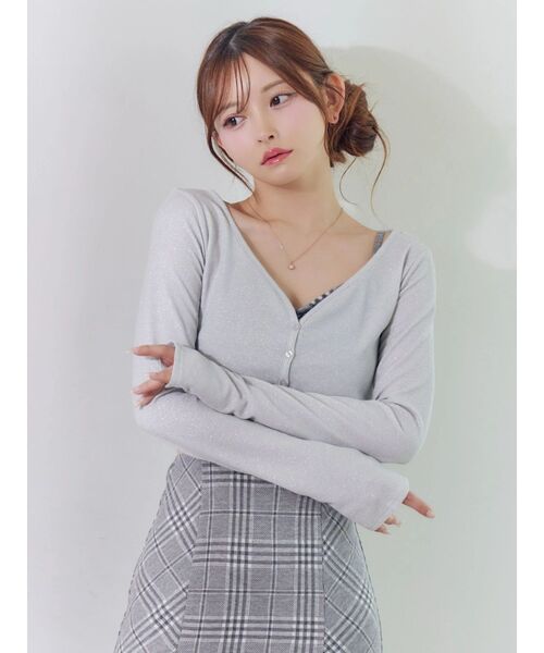 EATME（イートミー）の「リブショートカーディガン（カーディガン/ボレロ・レディース・グレー/ブラック・FREE）」の12枚目の写真