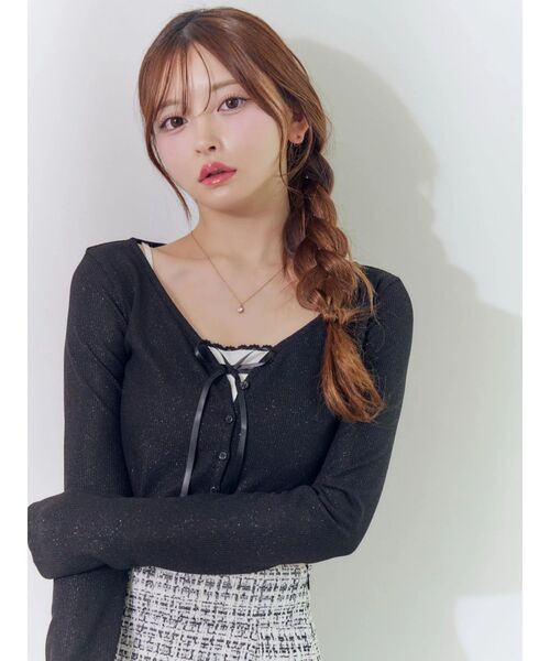 EATME（イートミー）の「リブショートカーディガン（カーディガン/ボレロ・レディース・グレー/ブラック・FREE）」の17枚目の写真