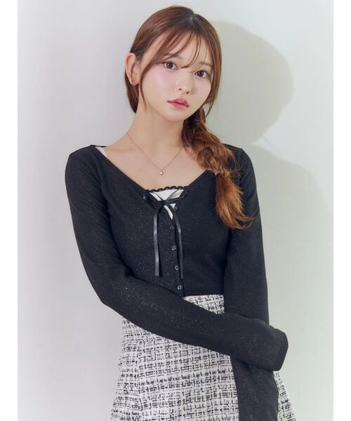 EATME（イートミー）の「リブショートカーディガン（カーディガン/ボレロ・レディース・グレー/ブラック・FREE）」の18枚目の写真