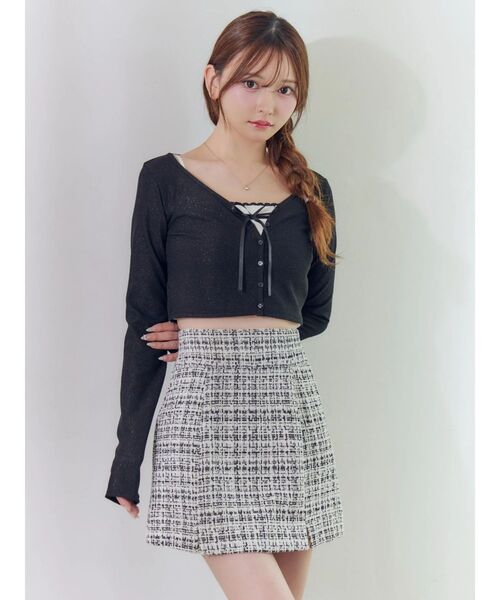 EATME（イートミー）の「リブショートカーディガン（カーディガン/ボレロ・レディース・グレー/ブラック・FREE）」の19枚目の写真