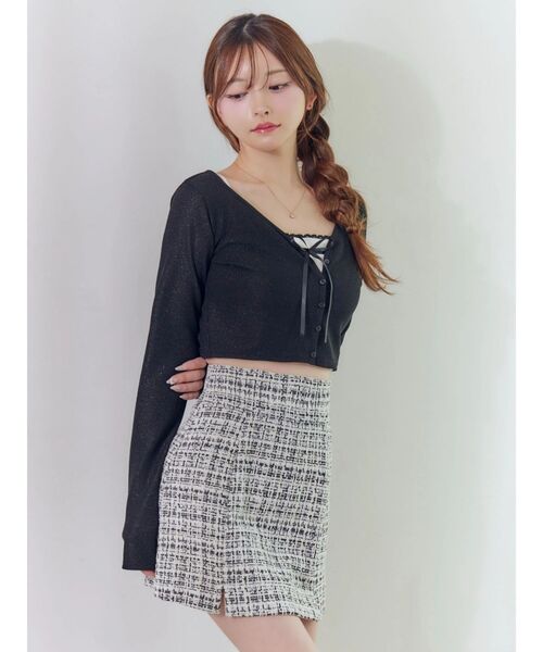 EATME（イートミー）の「リブショートカーディガン（カーディガン/ボレロ・レディース・グレー/ブラック・FREE）」の20枚目の写真