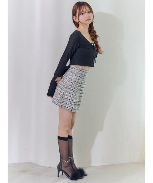 EATME（イートミー）の「リブショートカーディガン（カーディガン/ボレロ・レディース・グレー/ブラック・FREE）」の21枚目の写真