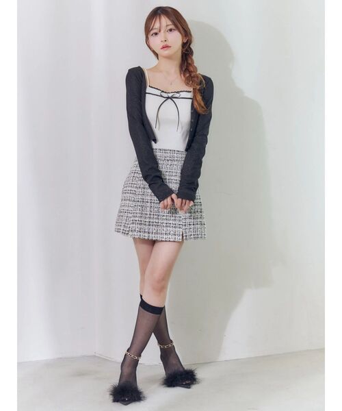 EATME（イートミー）の「リブショートカーディガン（カーディガン/ボレロ・レディース・グレー/ブラック・FREE）」の22枚目の写真