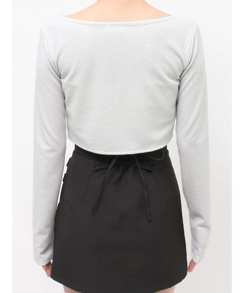 EATME（イートミー）の「リブショートカーディガン（カーディガン/ボレロ・レディース・グレー/ブラック・FREE）」の3枚目の写真
