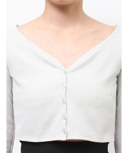 EATME（イートミー）の「リブショートカーディガン（カーディガン/ボレロ・レディース・グレー/ブラック・FREE）」の4枚目の写真