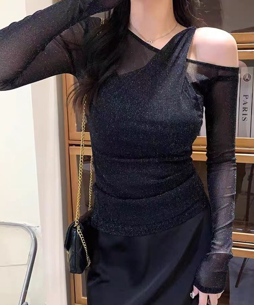 AsheKsha（アシクシャ）の「薄手で通気性抜群のオフショルダー長袖（Tシャツ/カットソー・レディース・ブラック・M）」の14枚目の写真