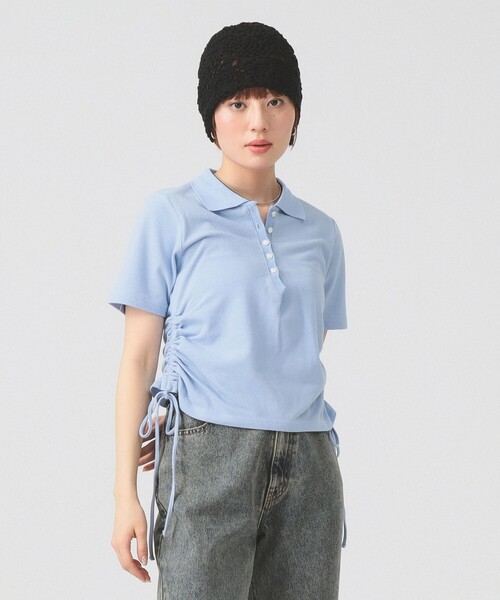 Ray BEAMS（レイビームス）の「サイド ドロスト ポロシャツ（ポロシャツ・レディース・オフホワイト/サックスブルー・ONE SIZE）」の10枚目の写真