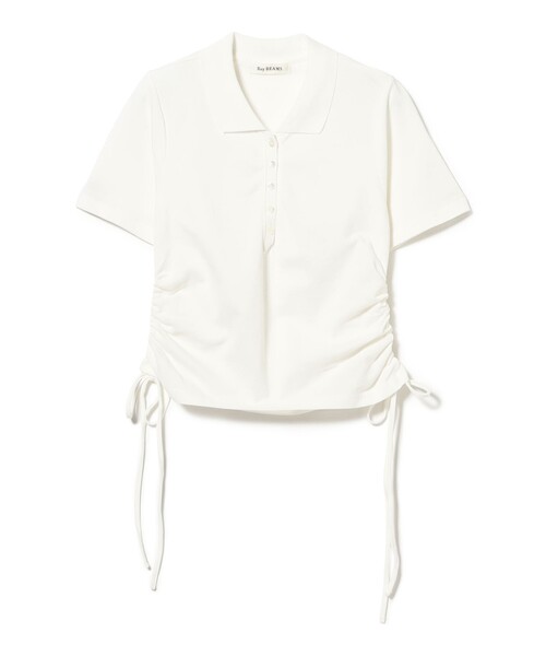 Ray BEAMS（レイビームス）の「サイド ドロスト ポロシャツ（ポロシャツ・レディース・オフホワイト/サックスブルー・ONE SIZE）」の13枚目の写真