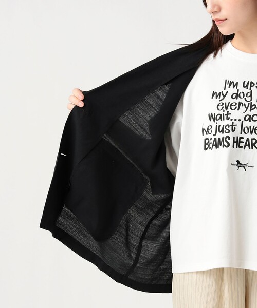BEAMS HEART（ビームスハート）の「フレンチ 半袖 ジャケット（テーラードジャケット・レディース・ダークブラウン/ベージュ/ブラック・FREE）」の8枚目の写真