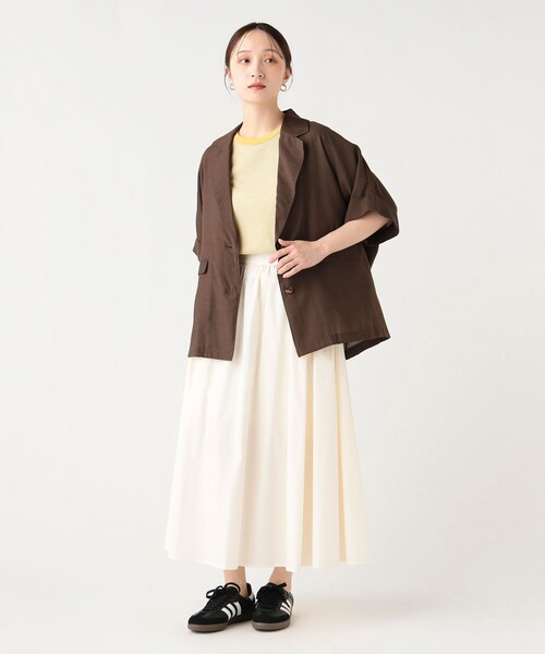 BEAMS HEART（ビームスハート）の「フレンチ 半袖 ジャケット（テーラードジャケット・レディース・ダークブラウン/ベージュ/ブラック・FREE）」の9枚目の写真