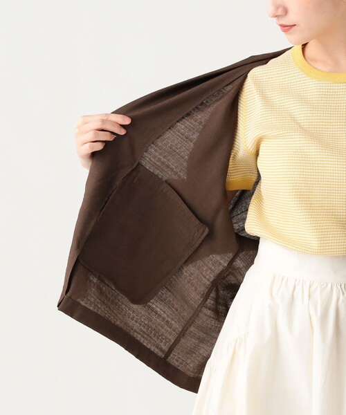 BEAMS HEART（ビームスハート）の「フレンチ 半袖 ジャケット（テーラードジャケット・レディース・ダークブラウン/ベージュ/ブラック・FREE）」の13枚目の写真