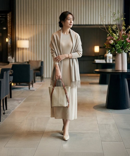STYLE DELI(スタイルデリ)の「【DELI by】縦ラインキャンバス×リアルレザーバケットトート(トートバッグ・レディース・ブラック/ブラウン・FREE)」の7枚目の写真