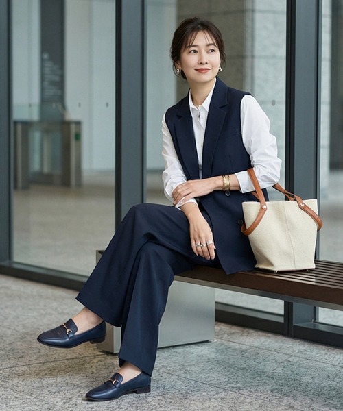STYLE DELI(スタイルデリ)の「【DELI by】縦ラインキャンバス×リアルレザーバケットトート(トートバッグ・レディース・ブラック/ブラウン・FREE)」の9枚目の写真