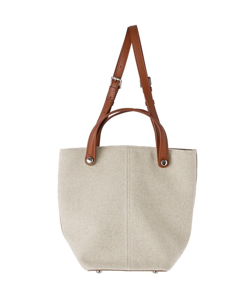 STYLE DELI(スタイルデリ)の「【DELI by】縦ラインキャンバス×リアルレザーバケットトート(トートバッグ・レディース・ブラック/ブラウン・FREE)」の12枚目の写真