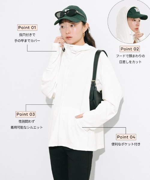 coca(coca)(コカ)の「ユニセックスUVカットパーカー(パーカー・レディース・ブラック/ホワイト・XL/M/L)」の19枚目の写真