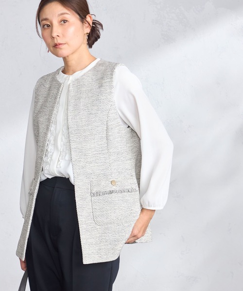 GALLORIA（ギャローリア）の「ツイードジレ（その他アウター・レディース・霜降りグレー/ネイビー・L/LL/M/S）」の2枚目の写真