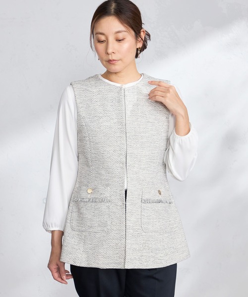 GALLORIA（ギャローリア）の「ツイードジレ（その他アウター・レディース・霜降りグレー/ネイビー・L/LL/M/S）」の4枚目の写真