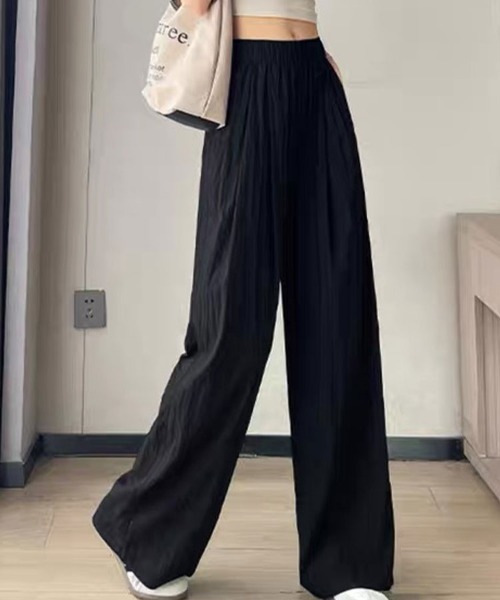 SallyLunn(サリーラン)の「ギャザーウエストワイドパンツ(その他パンツ・レディース・ベージュ/ブラック・LARGE/MEDIUM)」の9枚目の写真
