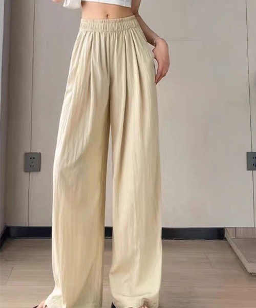 SallyLunn(サリーラン)の「ギャザーウエストワイドパンツ(その他パンツ・レディース・ベージュ/ブラック・LARGE/MEDIUM)」の6枚目の写真